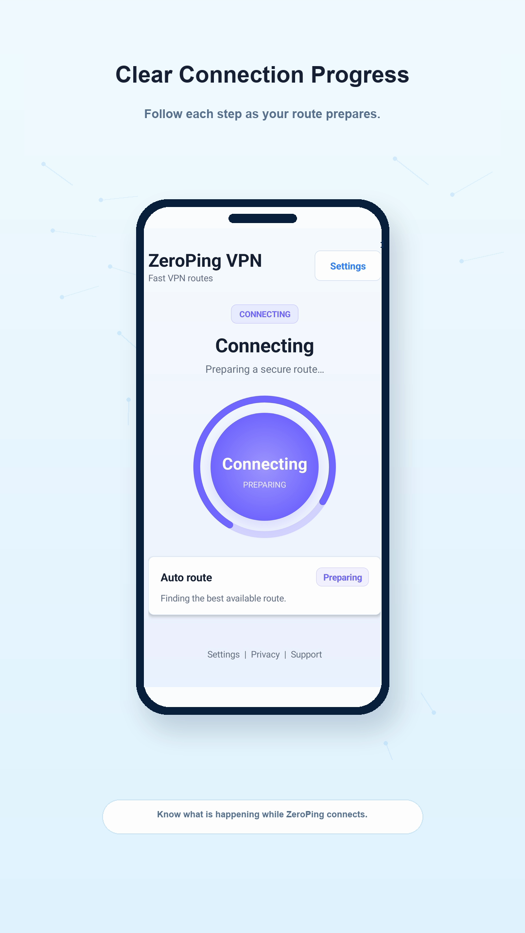 ZeroPing VPN preparing a secure route